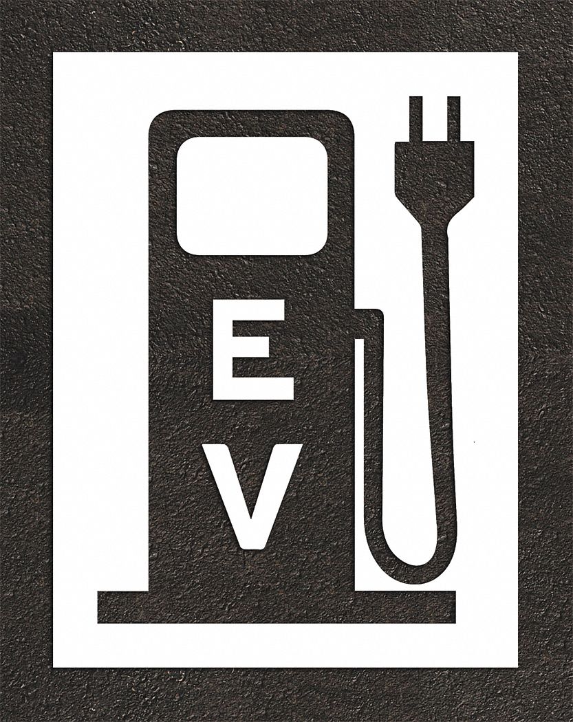 Individual Stencil: Electric Pump With Plug, 56 in Overall Ht, 42 in Overall Wd, 0.125 in Thick