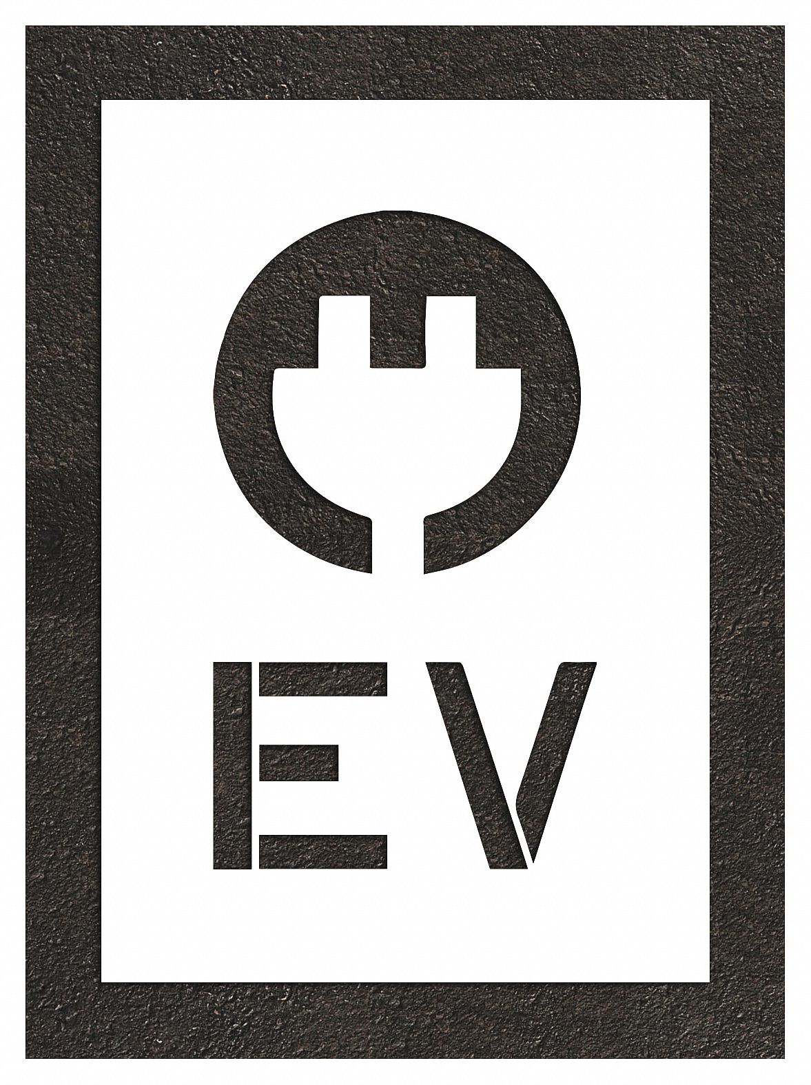 Individual Stencil: EV Plug, 32 in Overall Ht, 22 in Overall Wd, 0.063 in Thick, 1 Pieces