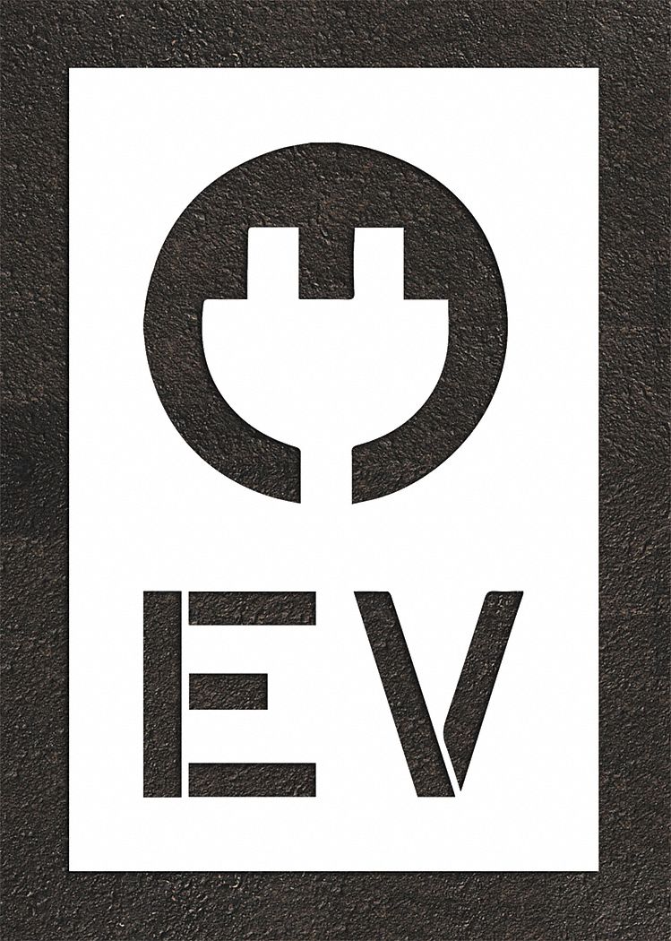 Individual Stencil: EV Plug, 44 in Overall Ht, 28 in Overall Wd, 0.063 in Thick, 1 Pieces