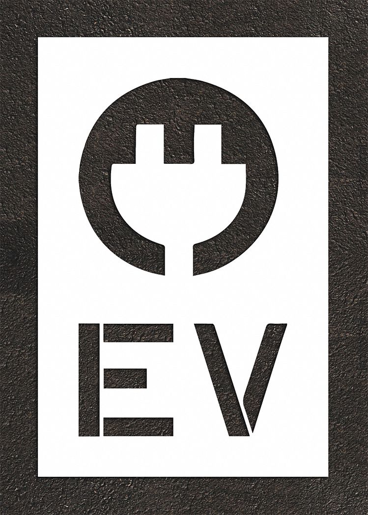 Individual Stencil: EV Plug, 44 in Overall Ht, 28 in Overall Wd, 0.125 in Thick, 1 Pieces