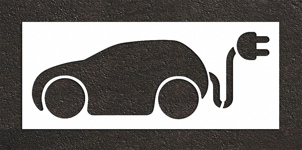 Individual Stencil: Electric Car, 44 in Overall Ht, 104 in Overall Wd, 0.063 in Thick, 1 Pieces