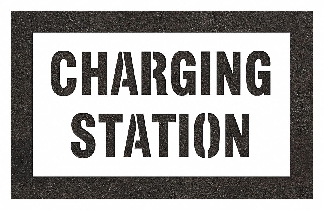Individual Stencil: Charging Station, 30 in Overall Ht, 54 in Overall Wd, 0.063 in Thick, 1 Pieces