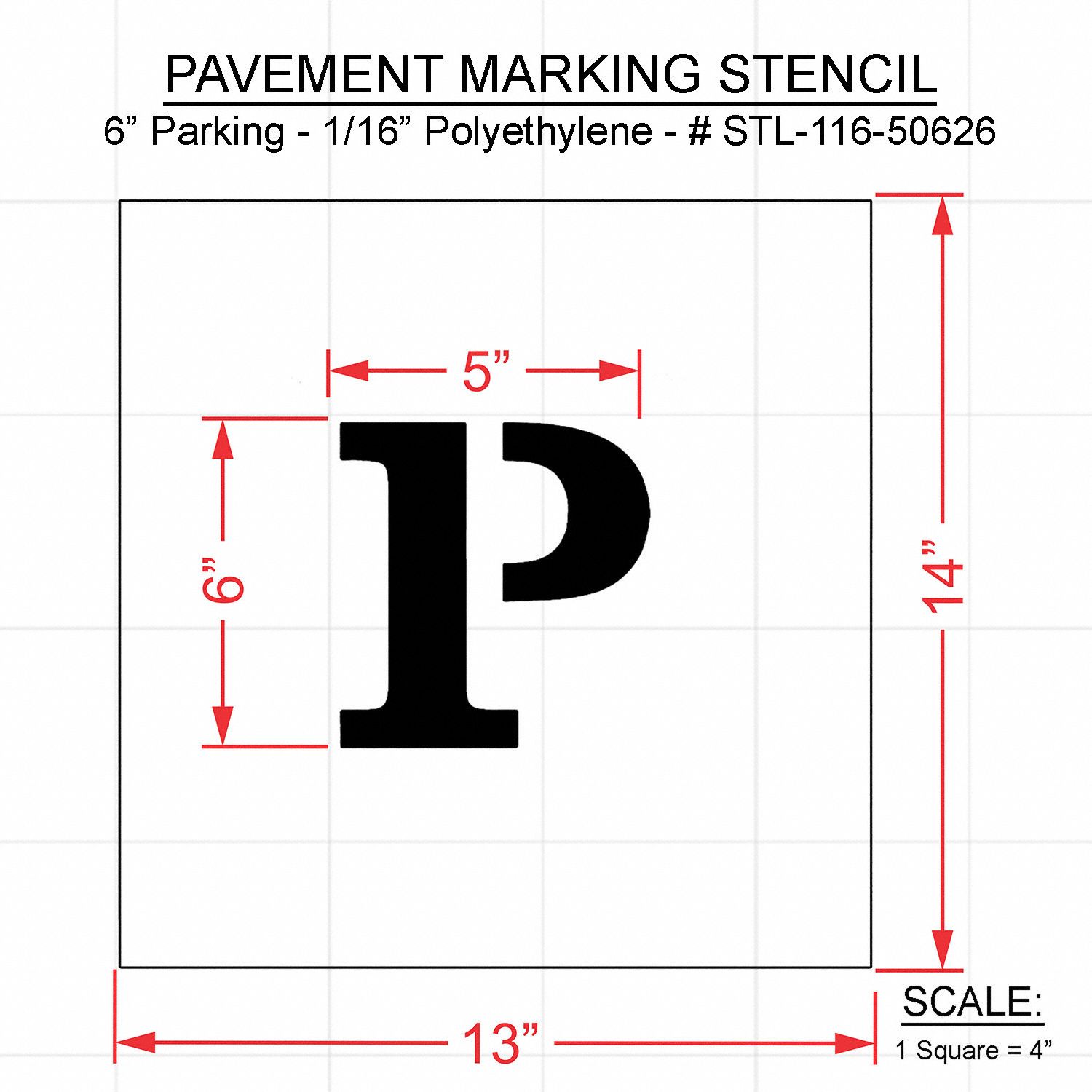 RAE Item Pavement Stencil, Character Height 6 in, Material Polyethylene