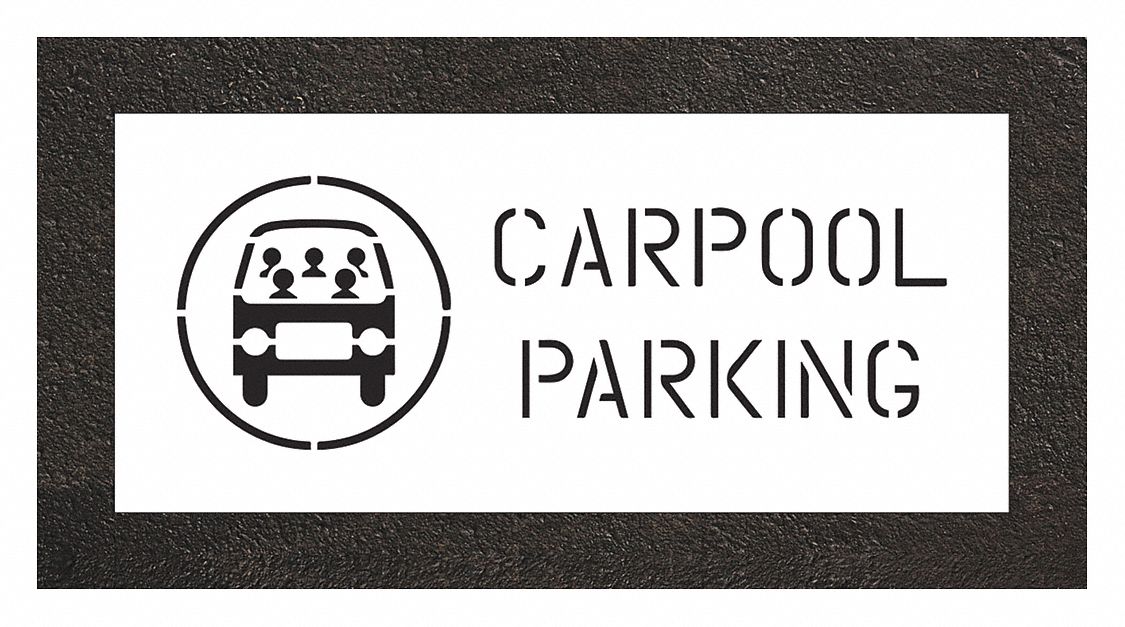 Individual Stencil: Parking Lot Symbols, 45 in Overall Wd, 20 in Overall Ht, 0.063 in Thick