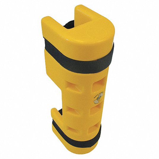 Pallet Rack Guard: Strap-On, On Upright, 3 in x 5 1/4 in x 18 in, Thermoplastic, Yellow