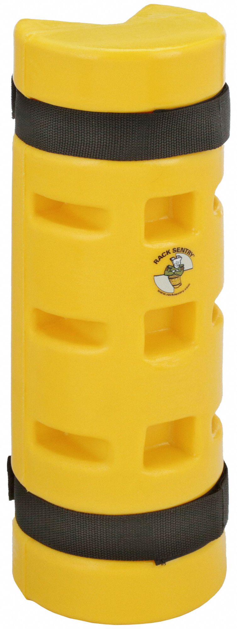 Pallet Rack Guard: Strap-On, On Upright, 3 in x 5 1/4 in x 18 in, Thermoplastic, Yellow