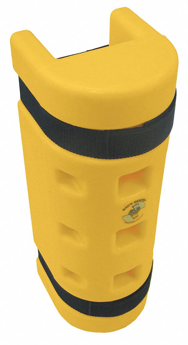 Pallet Rack Guard: Strap-On, On Upright, 4 in x 6 1/4 in x 18 in, Thermoplastic, Yellow