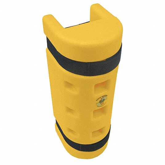 Pallet Rack Guard: Strap-On, On Upright, 4 in x 6 1/4 in x 18 in, Thermoplastic, Yellow