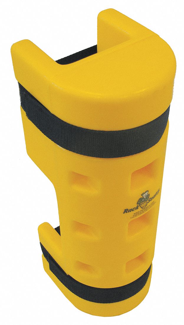 Pallet Rack Guard: Strap-On, On Upright, 4 in x 6 1/4 in x 18 in, Thermoplastic, Yellow