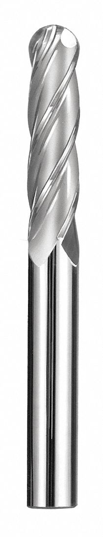 Ball End Mill, 1/2" Dia., 2" Cut, Carbide
