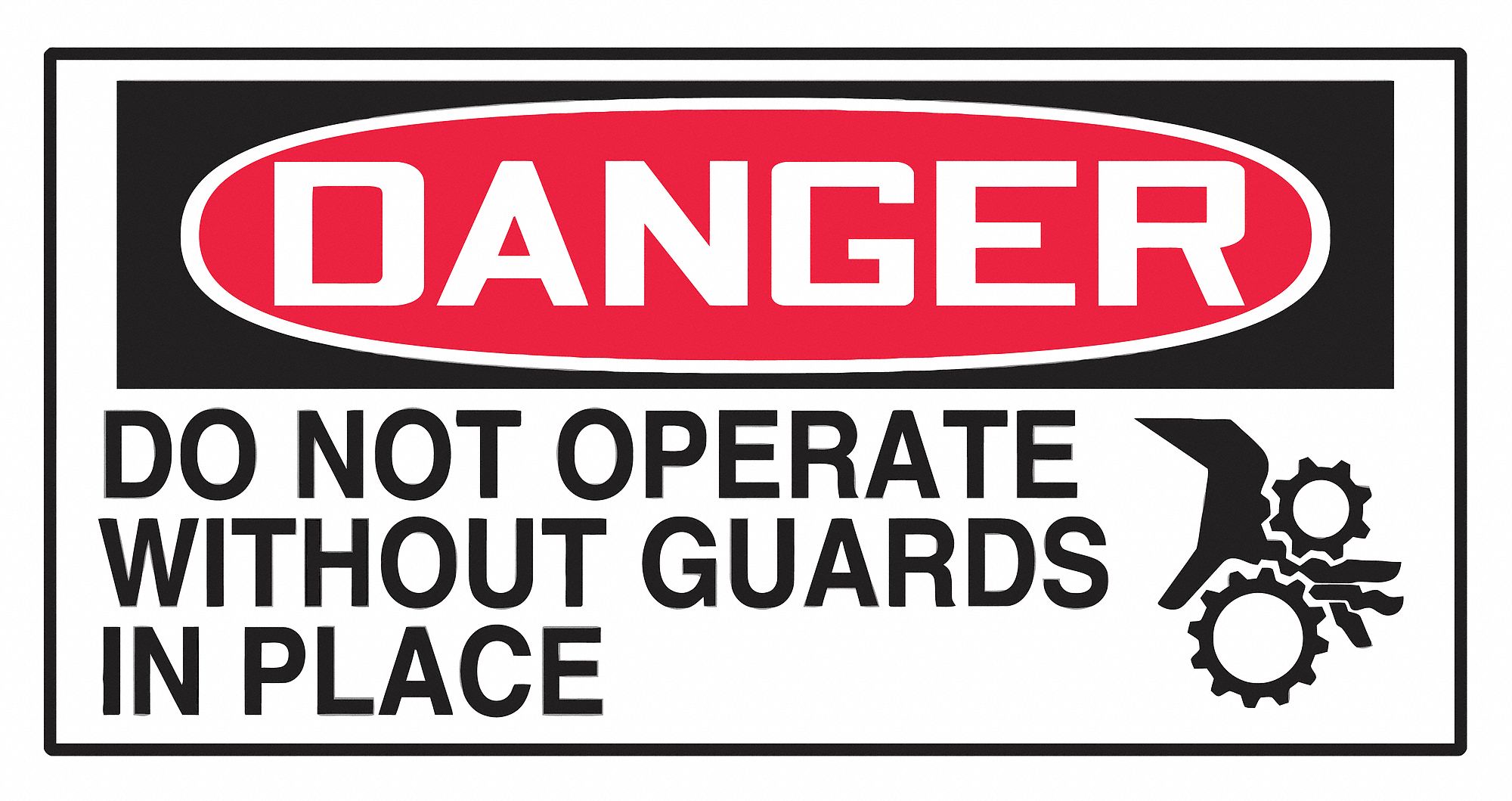 Safety Label, 1 1/2 in x 3 in, Vinyl, PK10