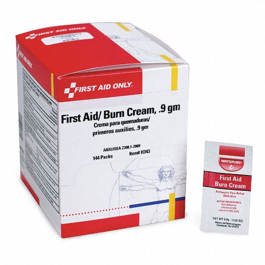 FIRST AID ONLY Burn Cream, Cream, Box, Wrapped Packets, 0.030 oz, 0.9g 41CR11H343GR Grainger