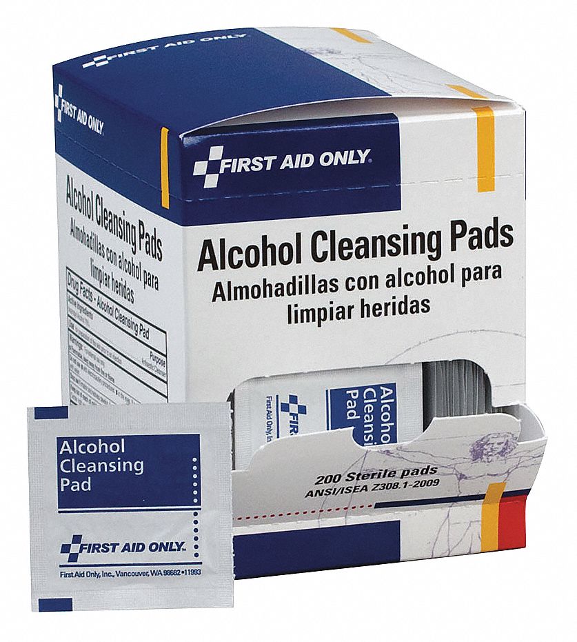 Alcohol Pads, Wipes, Box, Wrapped Packets, 11/4" x 25/8" Grainger