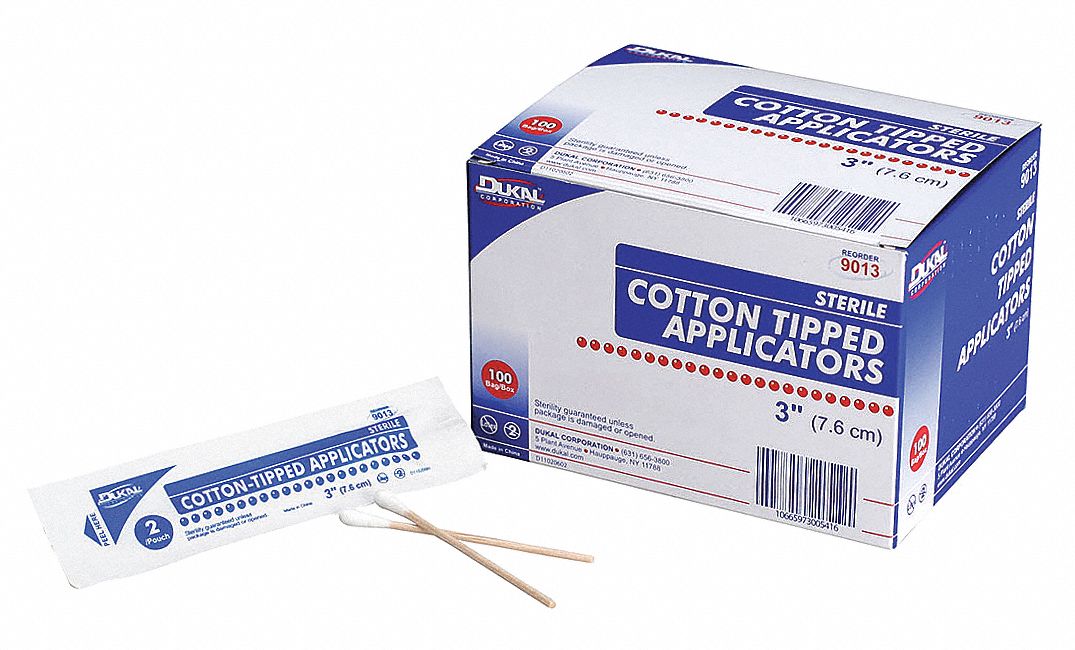 FIRST AID ONLY Sterile SingleTip Cotton Tip Swab with Wood Handle, 3"L