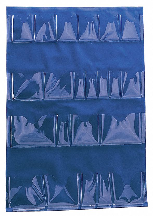 Replacement Pockets: 25 in Overall Ht, 18 in Overall Wd, 1/8 in Overall Dp, 22 Pockets, Blue