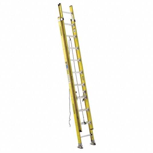 WERNER 20 ft Fiberglass Extension Ladder, 375 lb Load Capacity, 47.0 lb ...