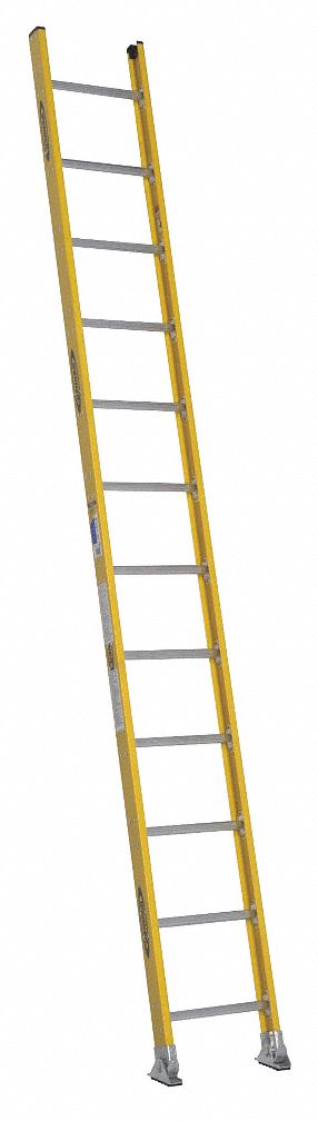 STRAIGHT LADDER,H 12 FT.,FIBERGLASS