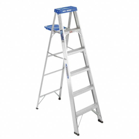 WERNER, 6 ft Ladder Ht, 5 Steps, Stepladder - 41D306|366 - Grainger