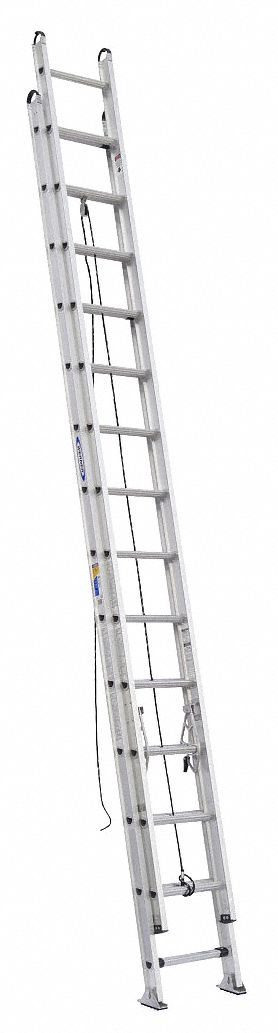EXTENSION LADDER, 28 FT LADDER SIZE, ALUMINUM, 375 LB LOAD CAPACITY, 66 LB W, 2 SECTIONS