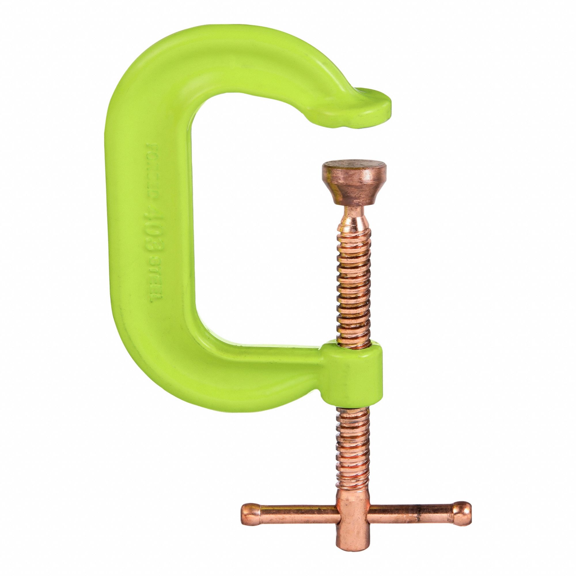 Spatter Resistant C-Clamp: High Vis, Heavy Duty, V-Grooved, Swivel, Sliding T Handle