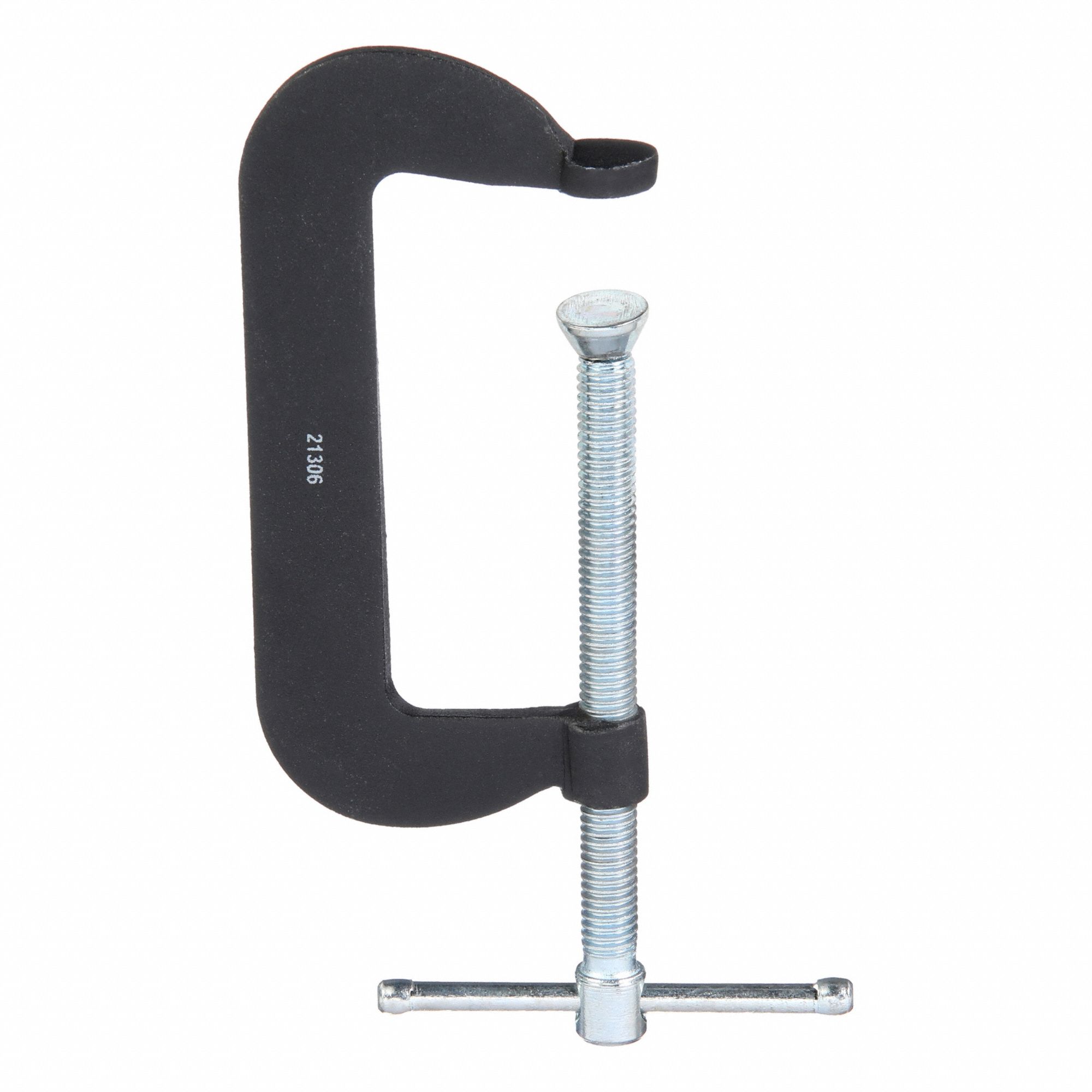 C-Clamp: Medium Duty, Flat, Swivel, Sliding T Handle, 0 in – 3 in Jaw Opening, Zinc Plated