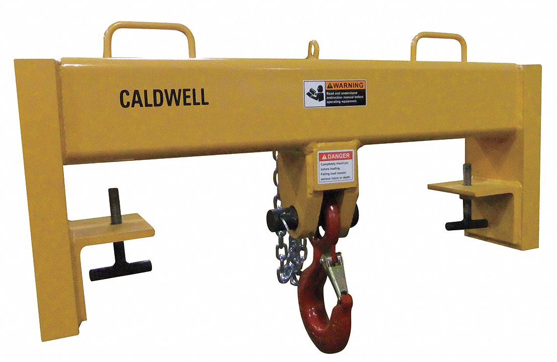 Caldwell Double Fork Single Fixed Hook Welded Steel Forklift Lifting Beam With 15 000 Lb Load Capacity 41d518 10f 7 5 36 Grainger
