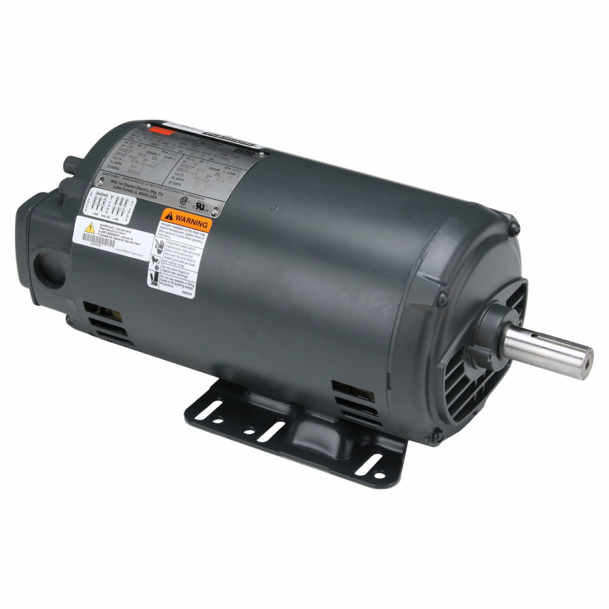 General Purpose Motor: Open Drip Proof, Rigid Base Mount, 3 HP, 1760 Nameplate RPM
