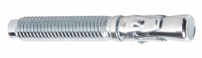 Floor Anchor: 1/2 in x 1/2 in x 4 3/4 in, Steel, Zinc-Plated, Gray