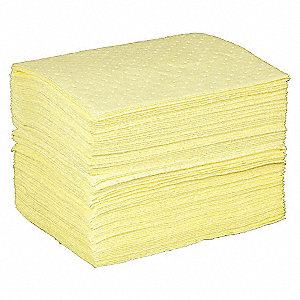 ABSORBENT PAD, 17 OZ ABSORBED PER PAD, 14 GALLON, BALE, YELLOW, 100 PK