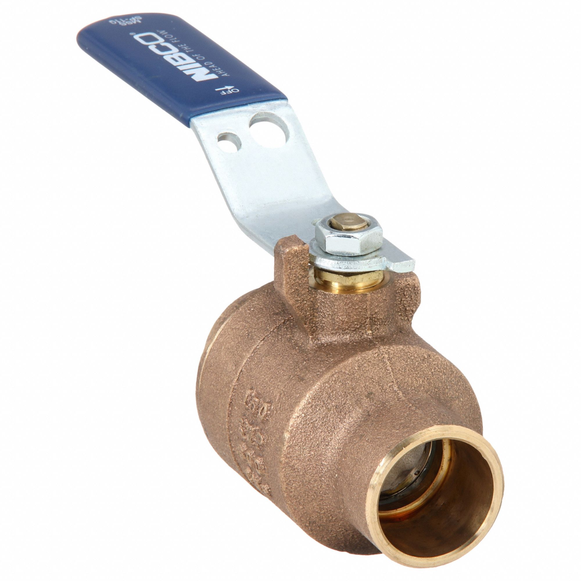 Manual Two-Way Ball Valve: 1 in, Bronze, Straight, Sweat x Sweat, 600 psi Max. Pressure (CWP)