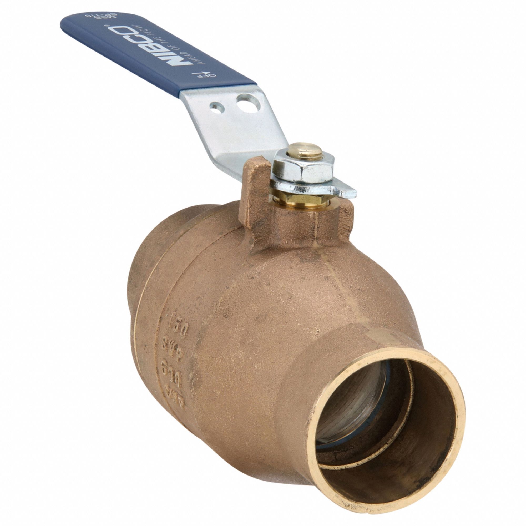 Manual Two-Way Ball Valve: 2 in, Bronze, Straight, Sweat x Sweat, 600 psi Max. Pressure (CWP)
