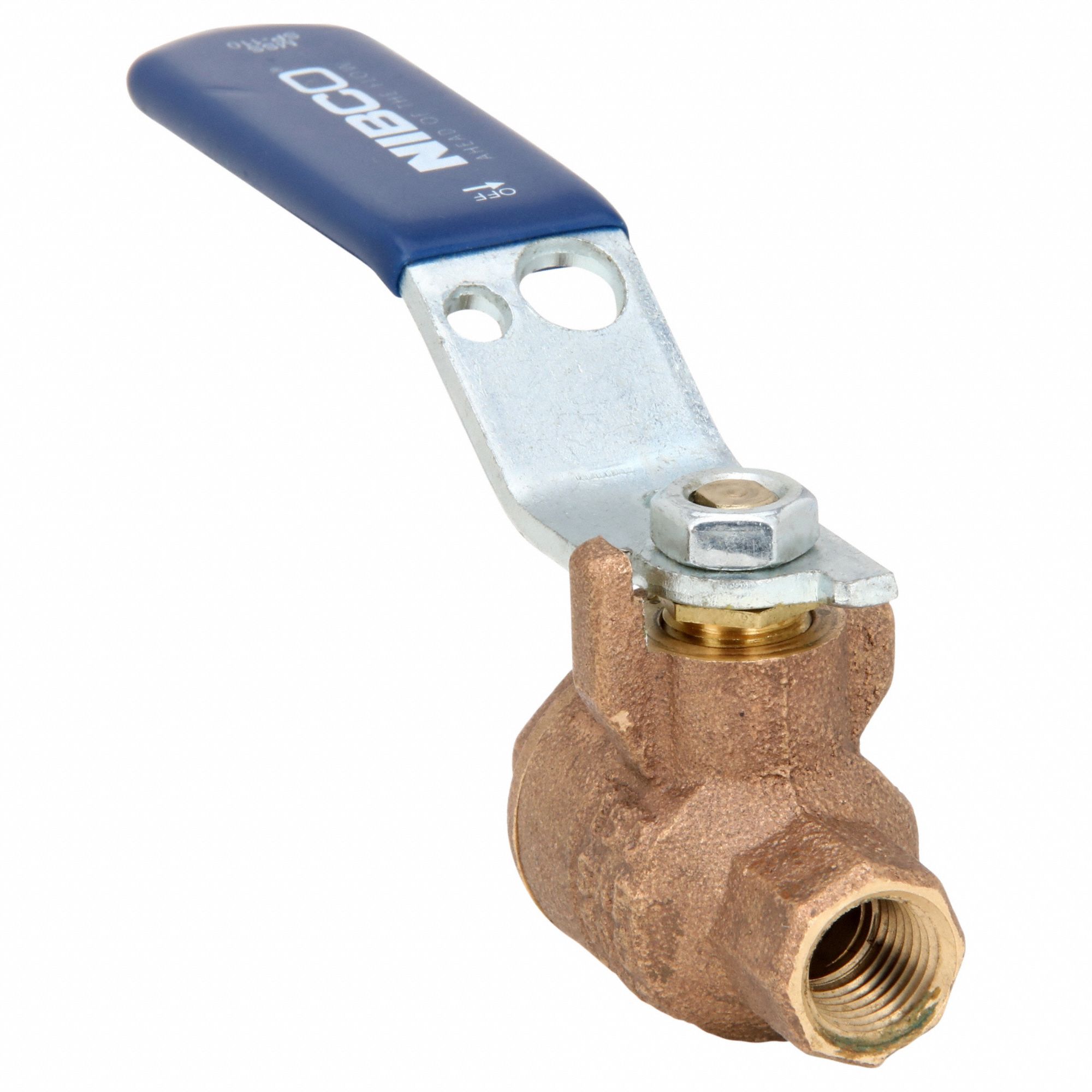 Manual Two-Way Ball Valve: 1/4 in, Bronze, Straight, FNPT x FNPT, 600 psi Max. Pressure (CWP)