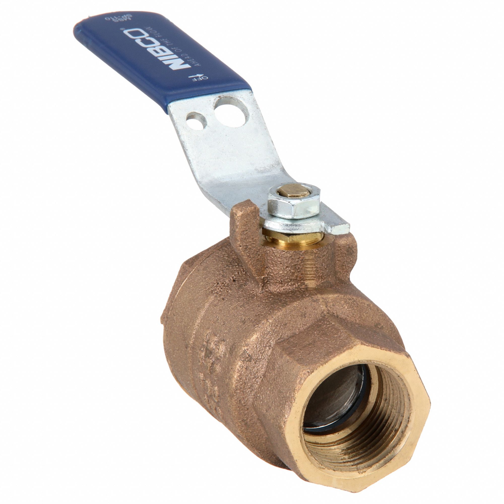 Manual Two-Way Ball Valve: 1 in, Bronze, Straight, FNPT x FNPT, 600 psi Max. Pressure (CWP)