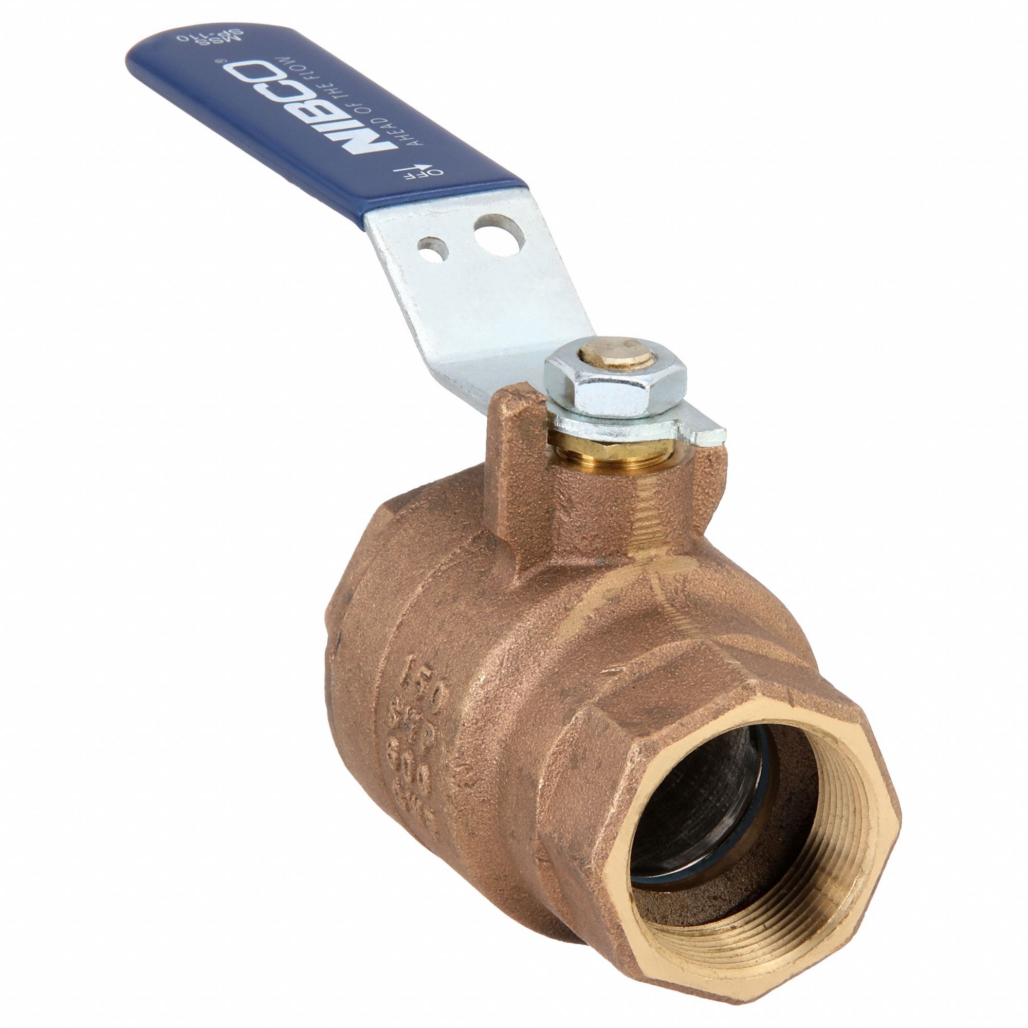 NIBCO, 1 1/2 in, Bronze, Manual Two-Way Ball Valve - 41E355|T58570