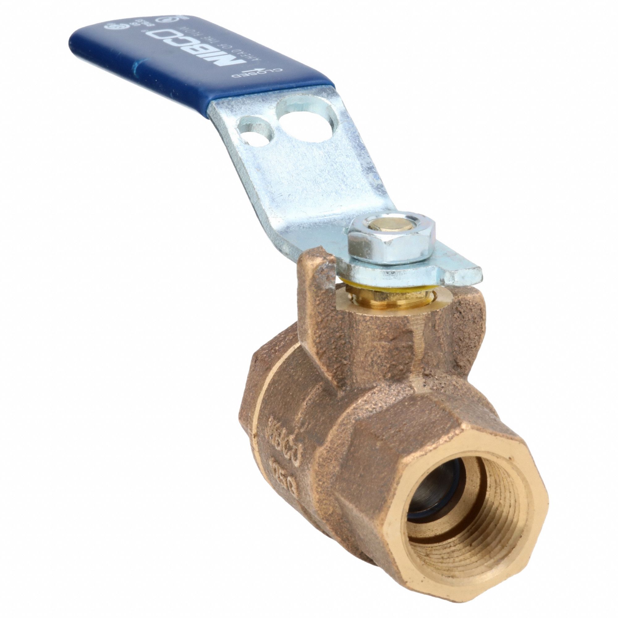 Manual Two-Way Ball Valve: 1/2 in, Bronze, Straight, FNPT x FNPT, 250 psi Max. Pressure (CWP)