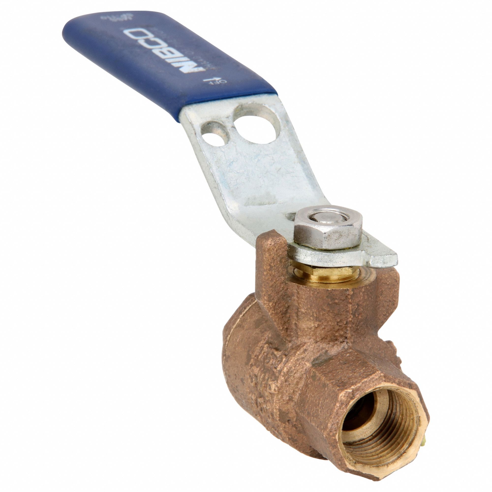 Manual Two-Way Ball Valve: 3/8 in, Bronze, Straight, FNPT x FNPT, 600 psi Max. Pressure (CWP)