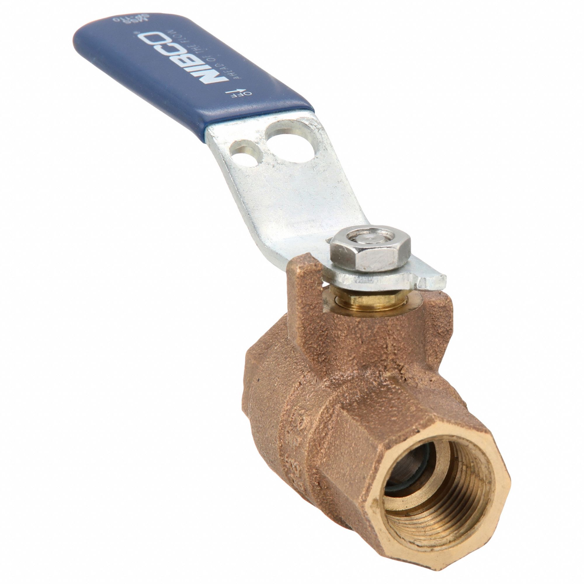 Manual Two-Way Ball Valve: 1/2 in, Bronze, Straight, FNPT x FNPT, 600 psi Max. Pressure (CWP)