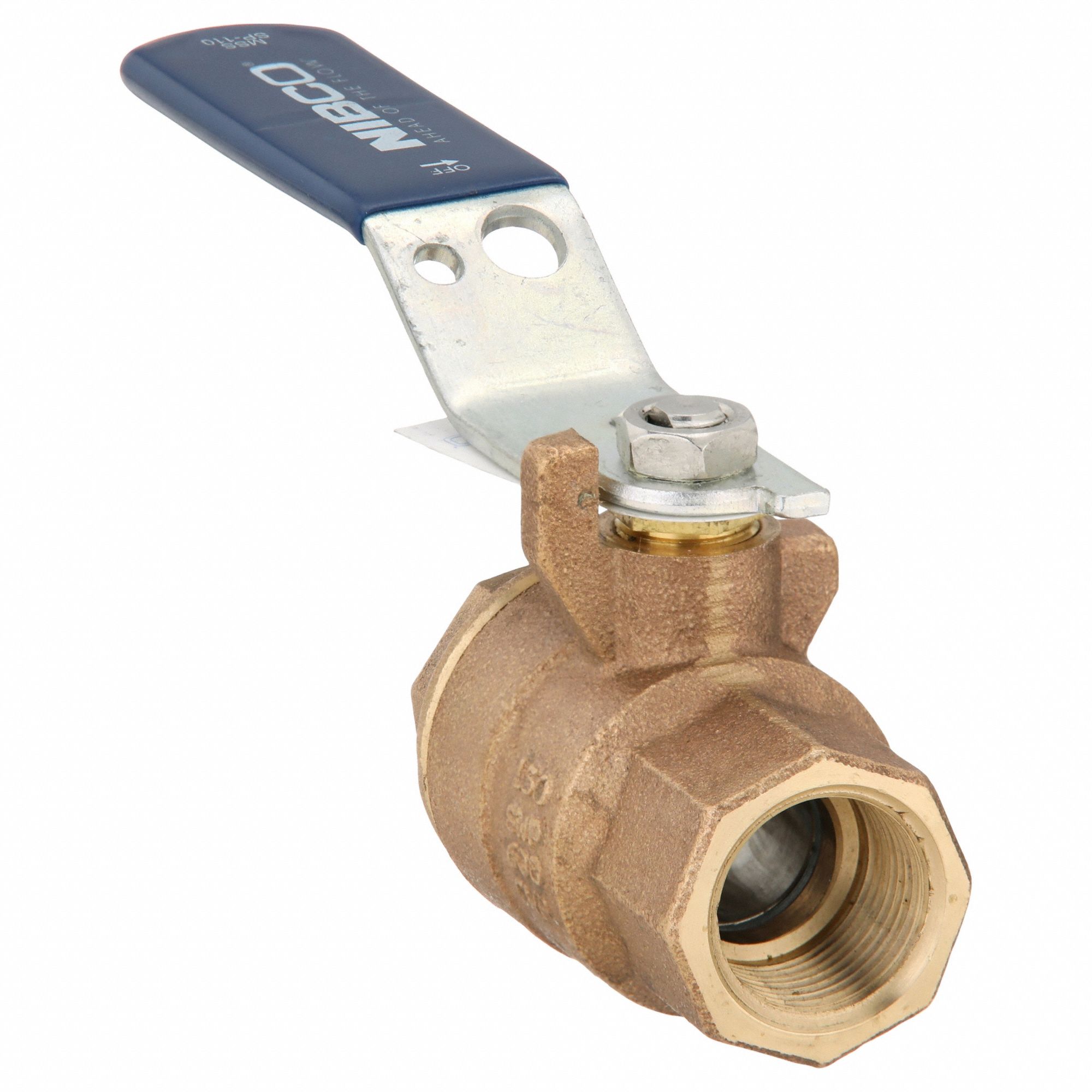 Manual Two-Way Ball Valve: 3/4 in, Bronze, Straight, FNPT x FNPT, 600 psi Max. Pressure (CWP)