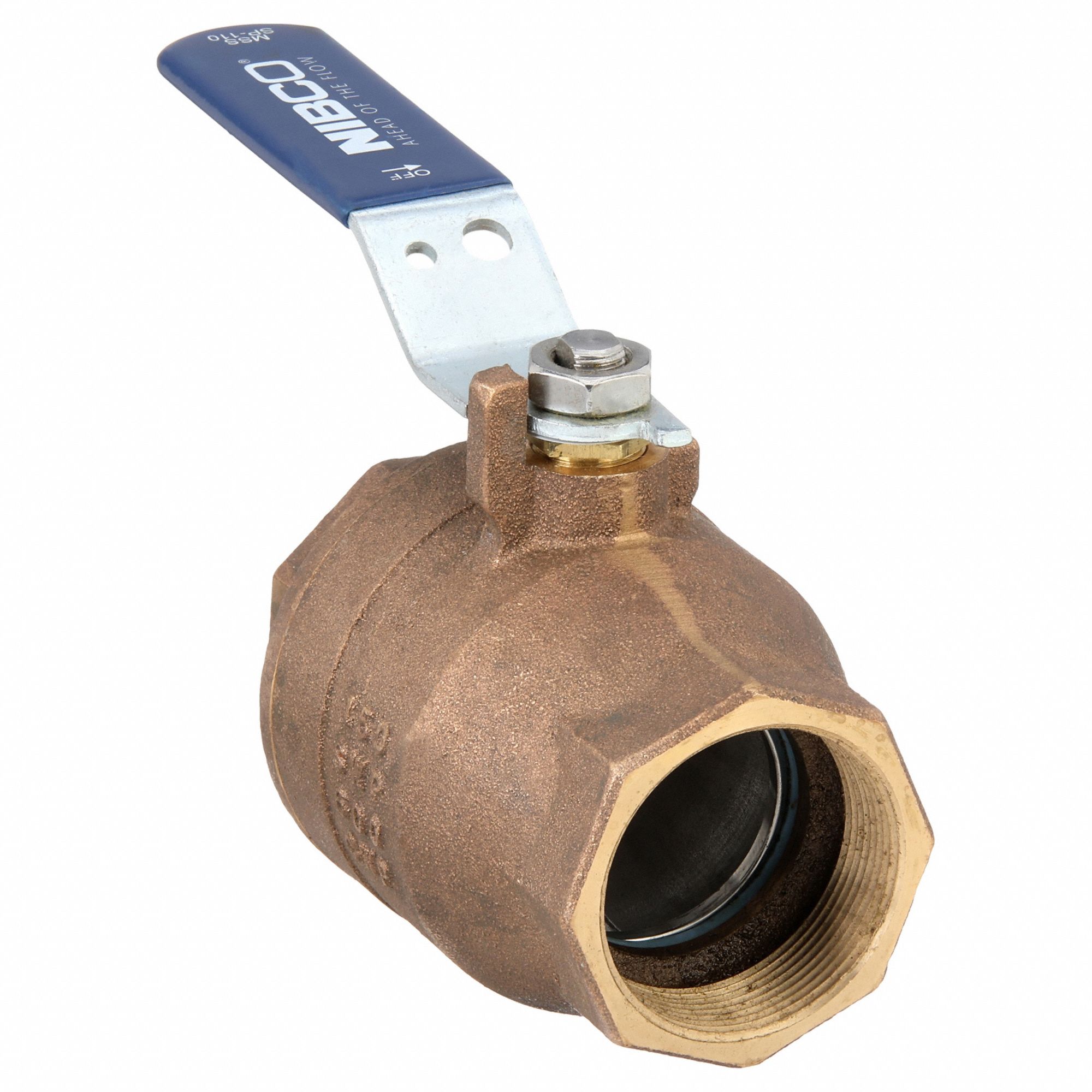 Manual Two-Way Ball Valve: 2 in, Bronze, Straight, FNPT x FNPT, 600 psi Max. Pressure (CWP)