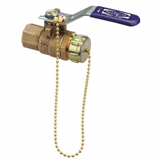NIBCO Ball Valve, Bronze, Inline, 2Piece, Pipe Size 1/2 in, Connection