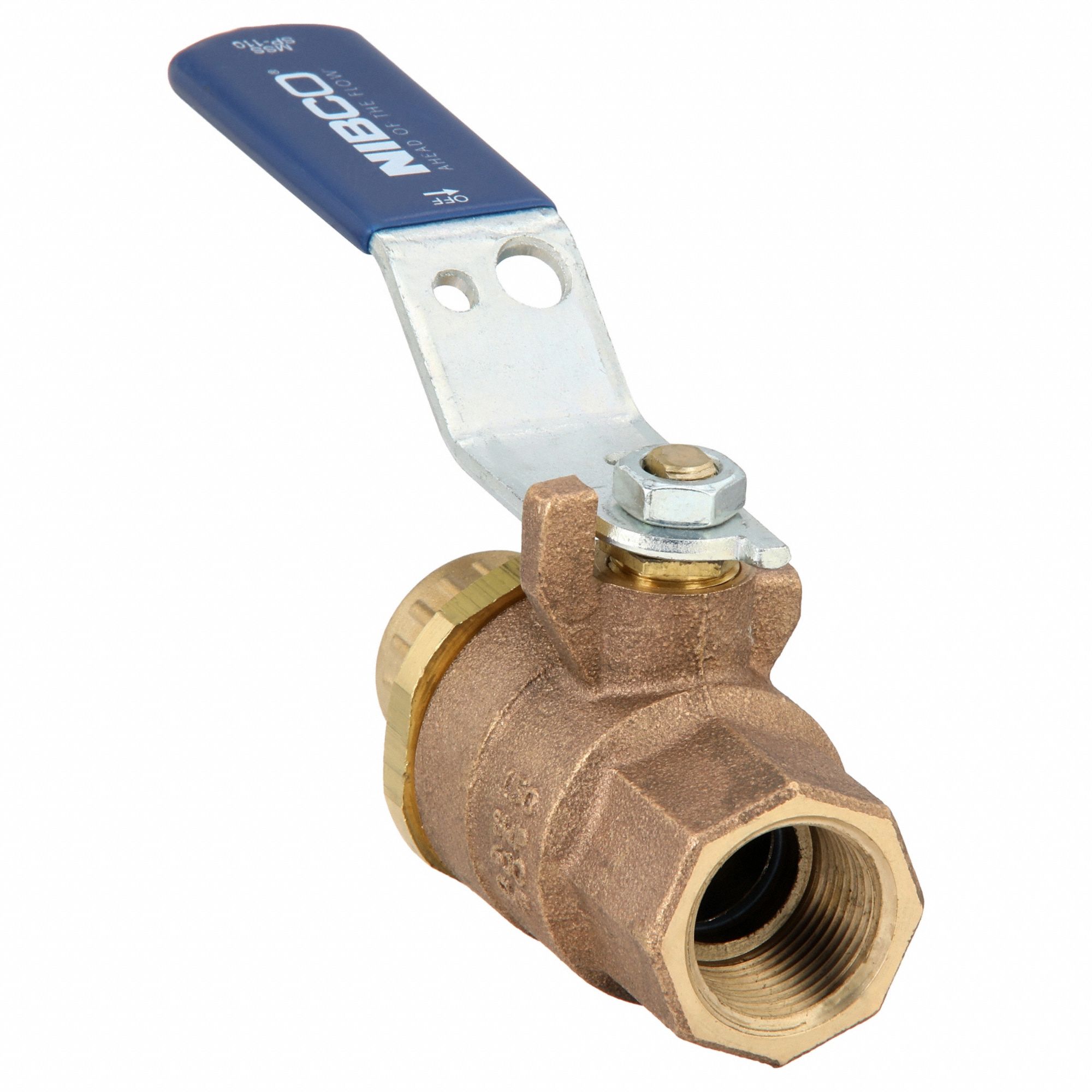 Manual Two-Way Ball Valve: 3/4 in, Bronze, Straight, FNPT x FNPT, 600 psi Max. Pressure (CWP)