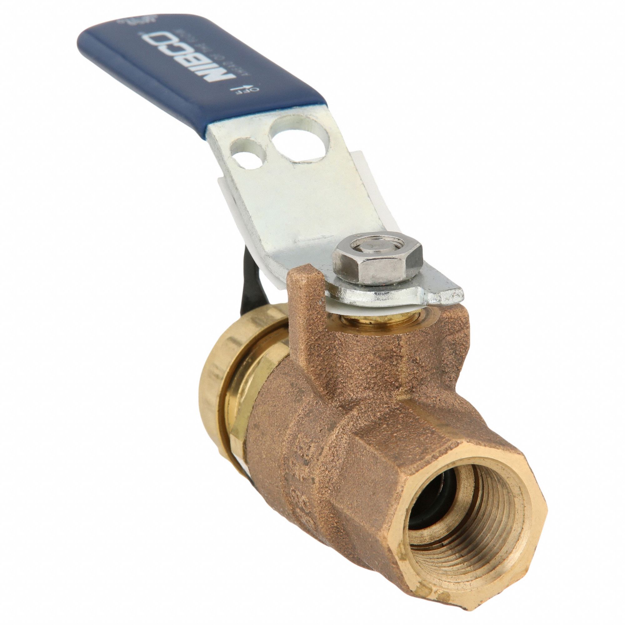 Manual Two-Way Ball Valve: 1/2 in, Bronze, Straight, FNPT x FGHT, 600 psi Max. Pressure (CWP)