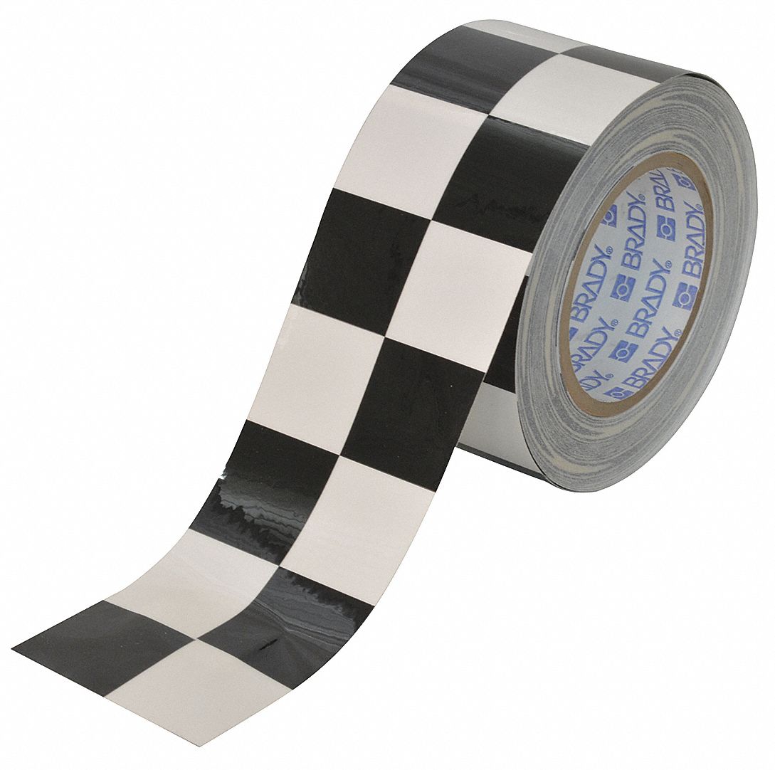 BRADY Aisle Marking Tape, Checkered, Continuous Roll, 3 in Width, 1 EA
