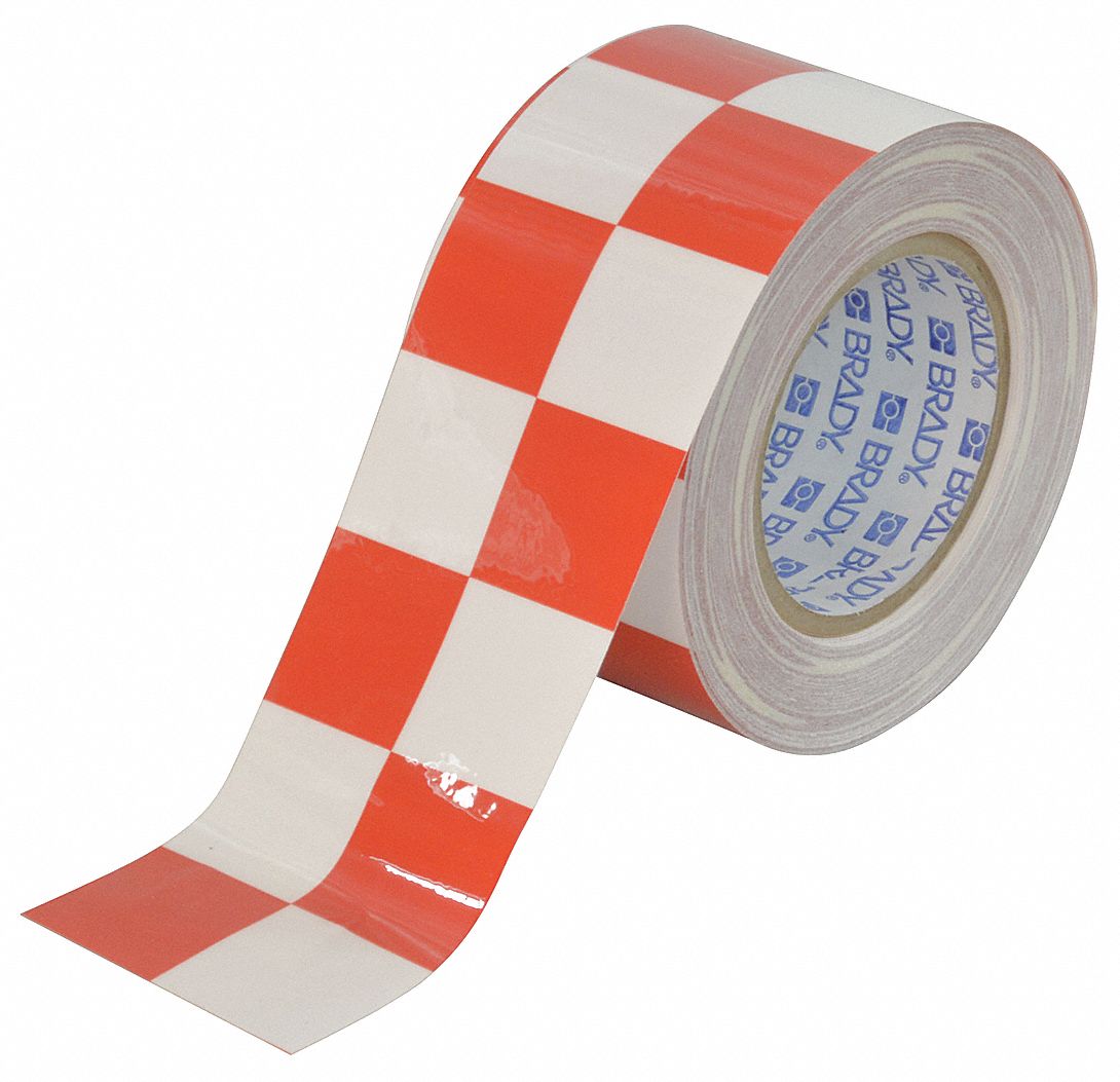 BRADY Aisle Marking Tape, Checkered, Continuous Roll, 3 in Width, 1 EA