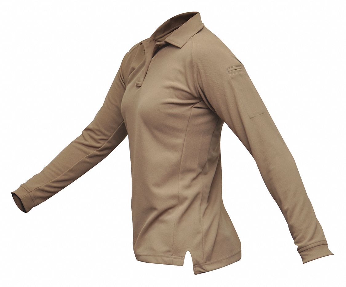 Tactical Polo Shirt: Gen, Polo Shirt, Women's, Tactical Polo Shirt, Button, Long Sleeve, L