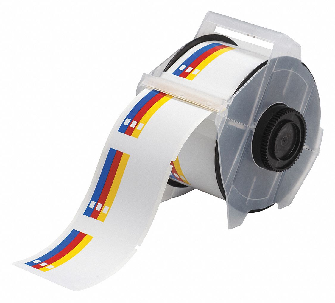 Pre-Cut Label Stock Roll: No Legend, Color Bar, 2 1/4 in x 2 1/4 in, 2 1/4 in x 2 1/4 in, Vinyl