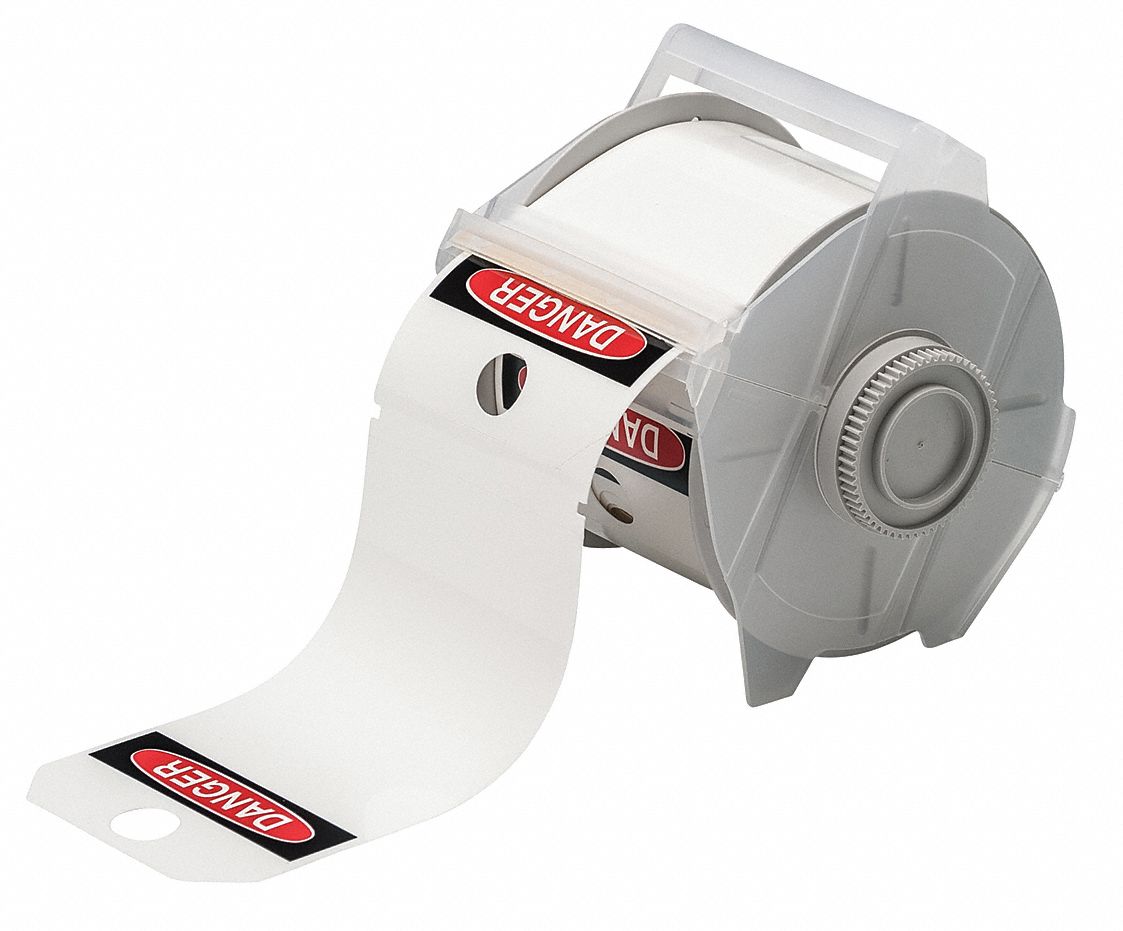 Pre-Cut Label Stock Roll: Danger, 3 1/4 in x 5 1/4 in, Polyester, White (Gloss), 100 Tags