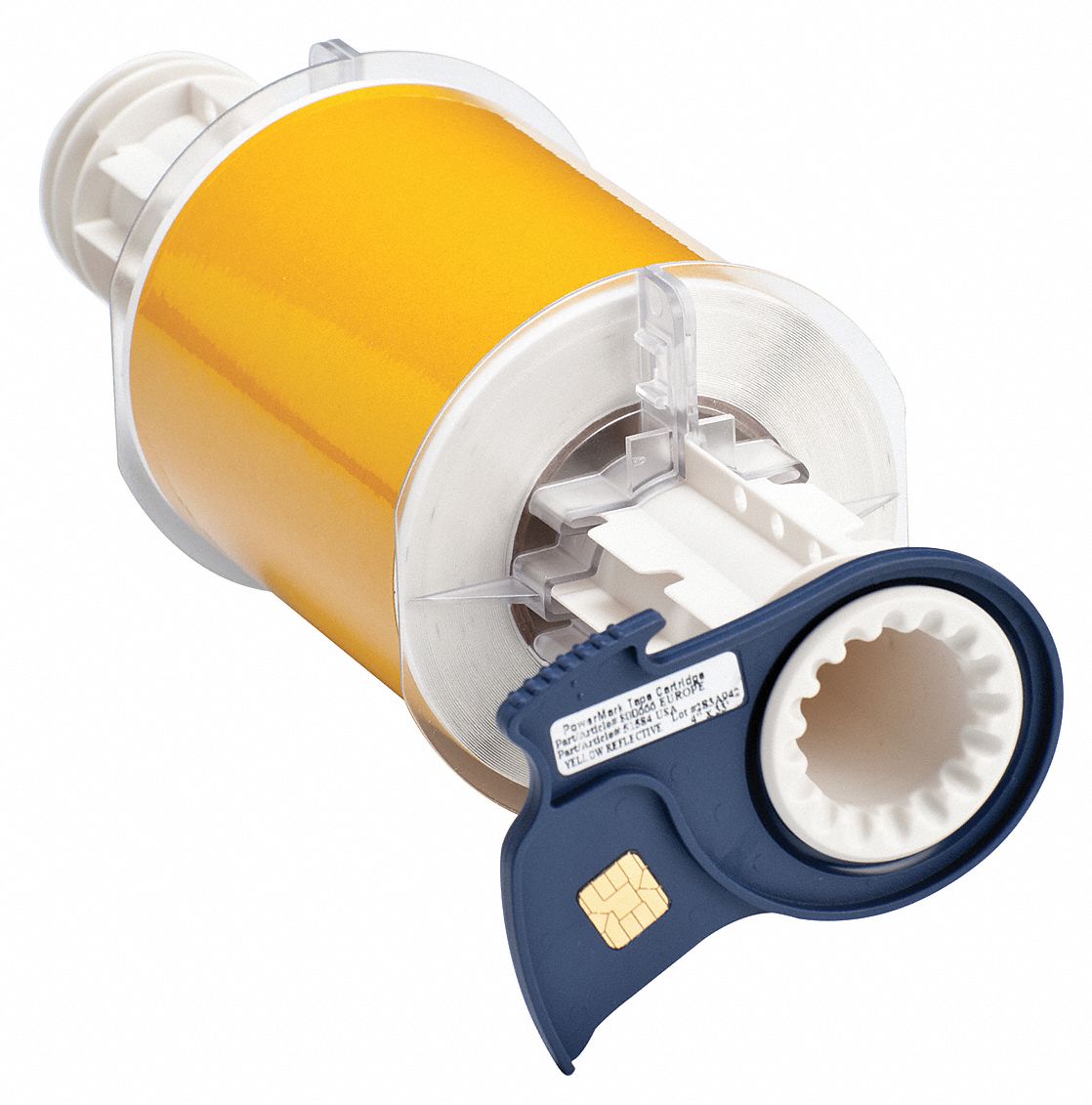 Continuous Label Stock: 4 in x 33 ft, Plastic, Yellow (Gloss), Outdoor