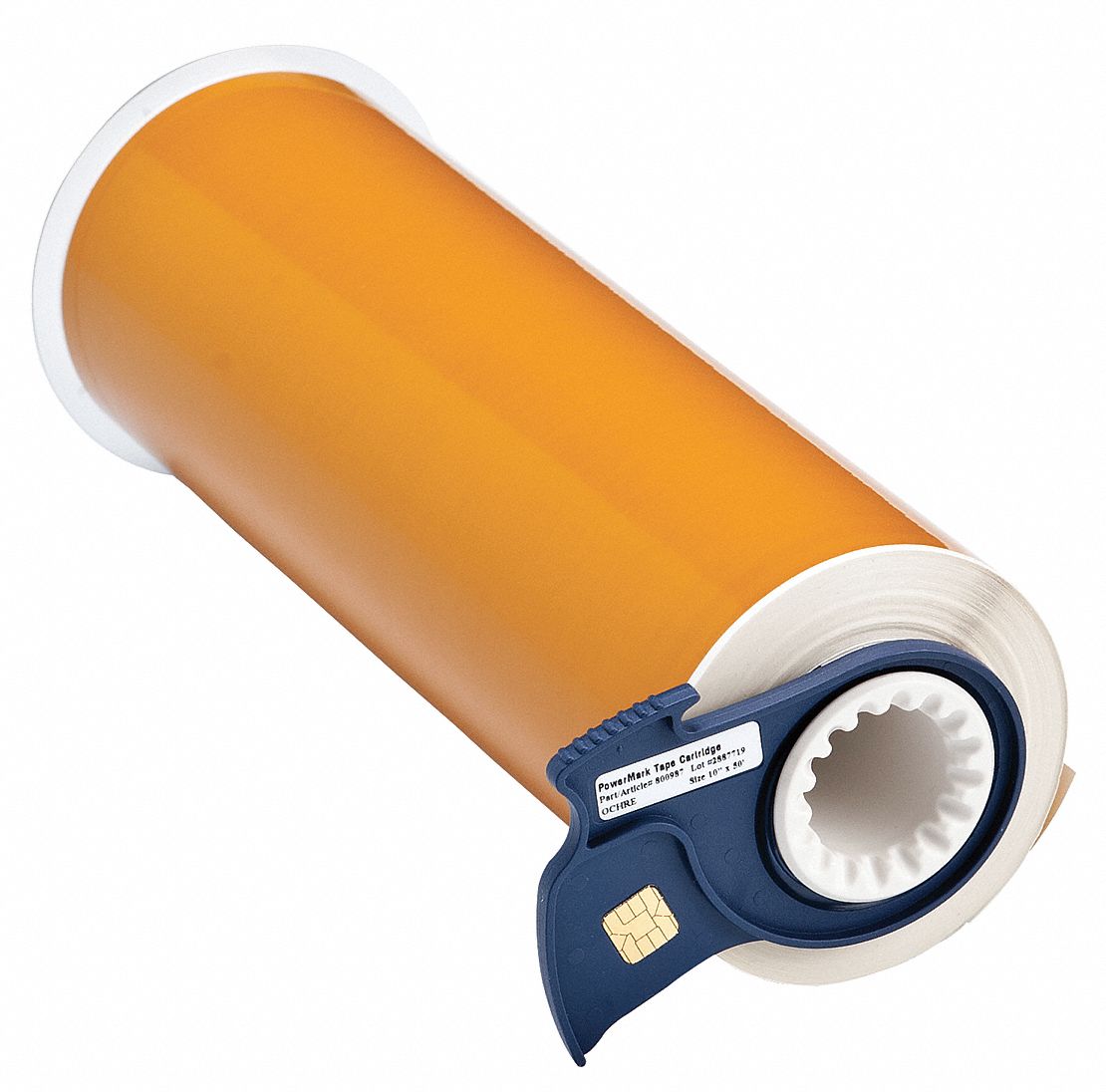 Continuous Label Stock: 10 in x 50 ft, Polyester, Ochre (Gloss), Outdoor