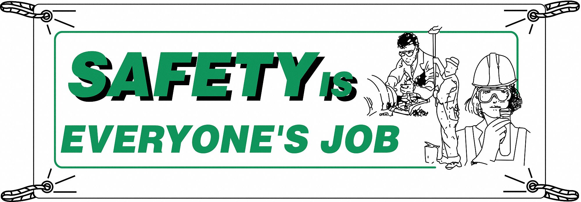 Banner: Polyethylene, 48 in x 120 in Nominal Sign Size, Indoor/Outdoor, 1 Printed Sides